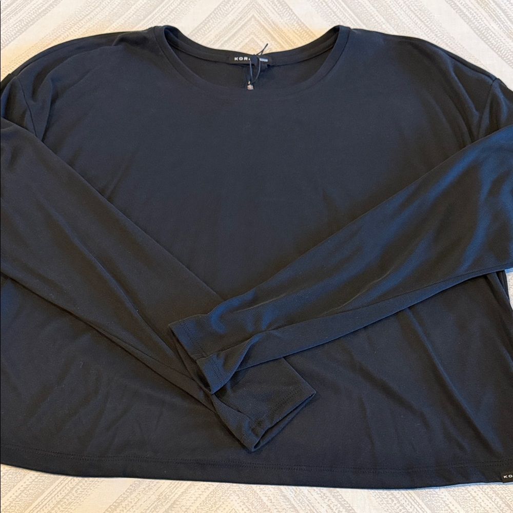 Koral Open Back Ribbed Long Sleeve Top Black NWT XS S M Thumbholes